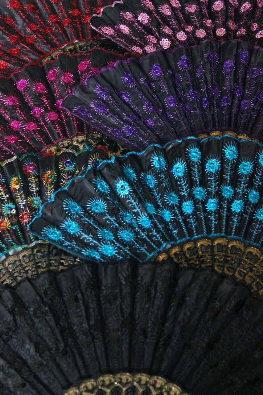 Embroidered Fabric Folding Hand Held Fan Sequins Party Bridals Us Seller